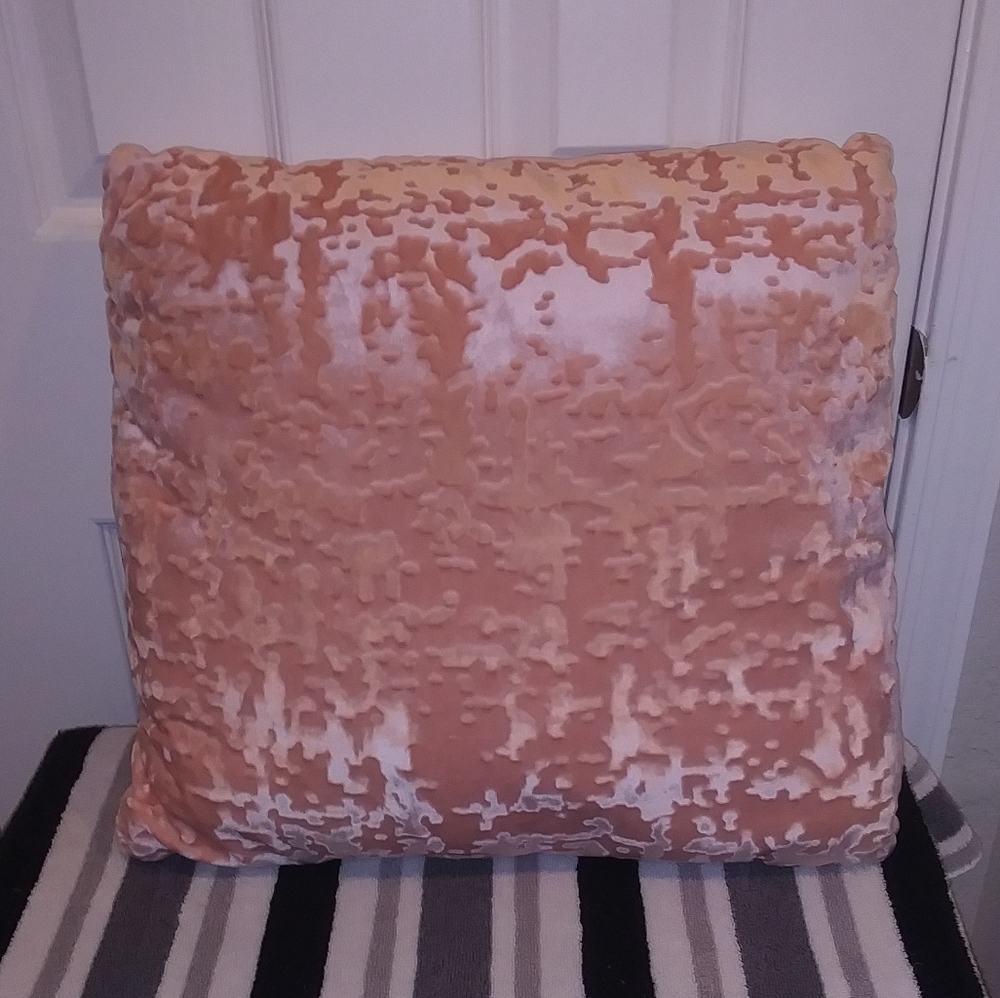 NWOT Salmon Velvet Accent Pillow